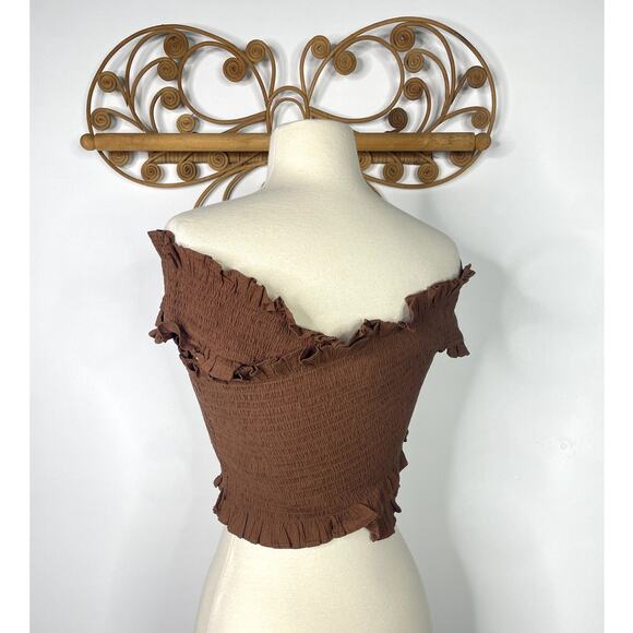 NEW Mango Cotton Wrapped Top Brown M - Picture 6 of 7